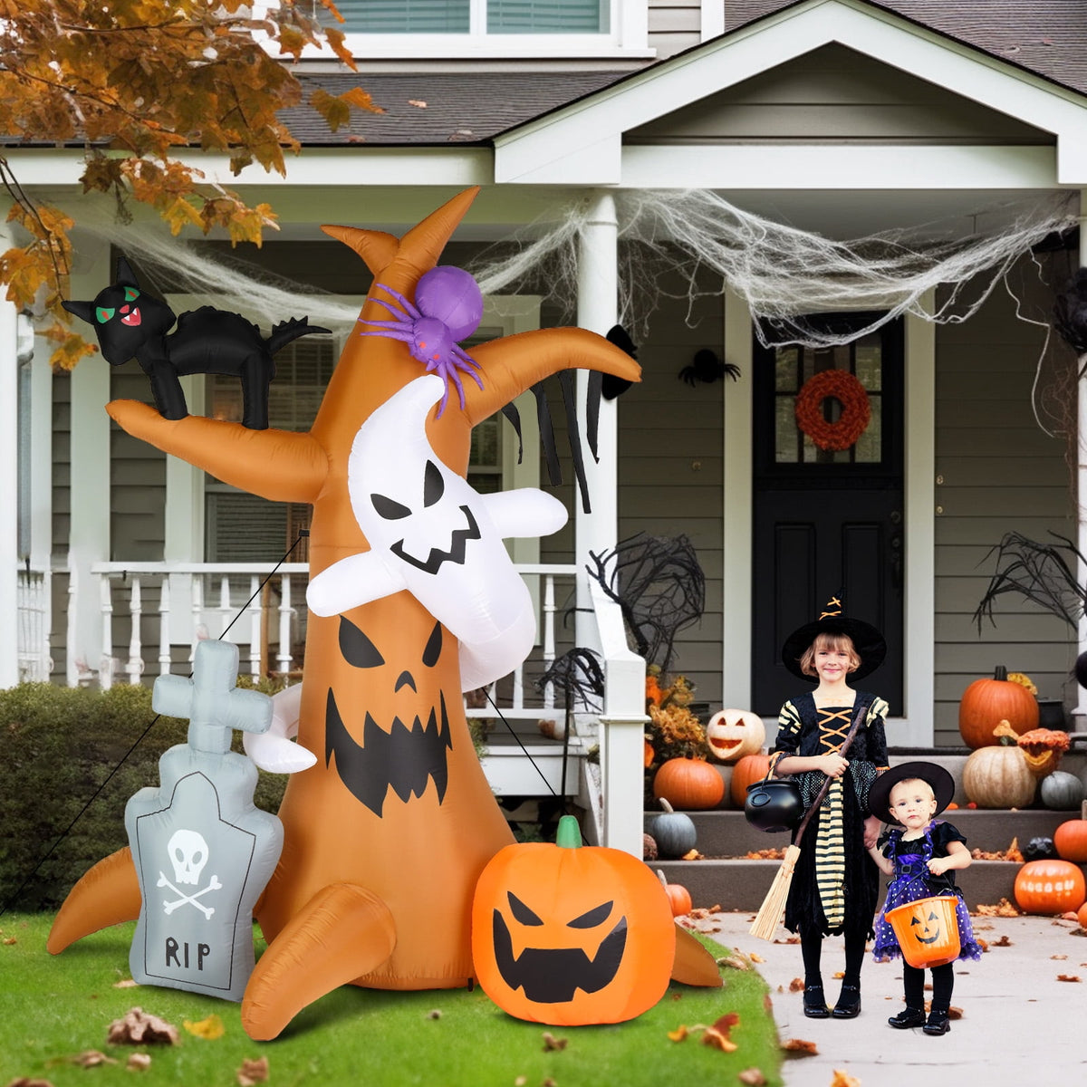 Witchwood™ OverPatio 7.8' Halloween Inflatables Outdoor Halloween Decoration with 9pcs LED Lights