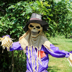 Witchwood™ 6 ft Standing Halloween Scarecrow Yard Decoration with LED Green Eyes, HHSCR-5FLS