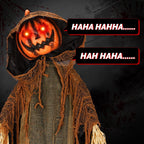 Witchwood™ 6ft Pumpkin Man Animated Animatronic Decoration Creepy Halloween w/ Classic Cape Creepy Cloaked Jack-o'-Lantern for Porch & Yard