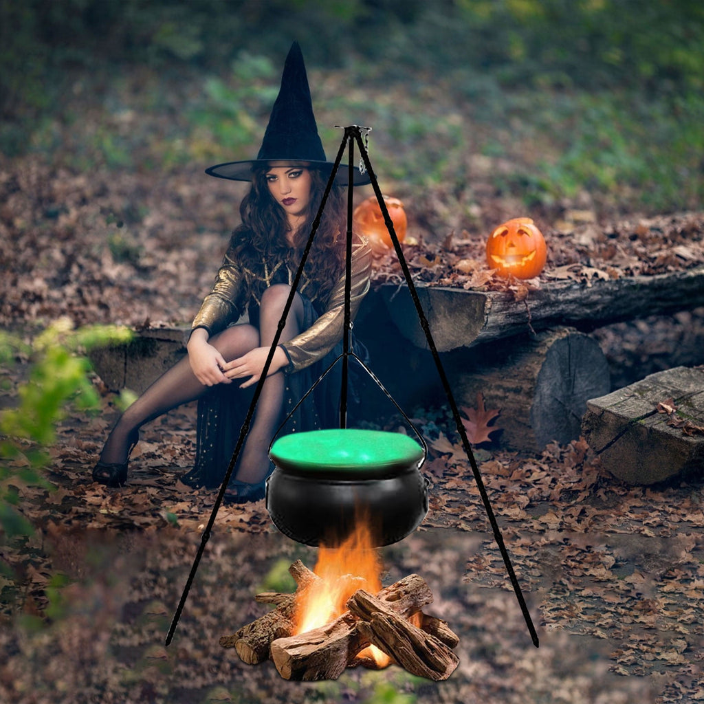 Witchwood™ SDJMa Halloween Decorations Outdoor, 7.8" Witch Cauldron on 30.7" Tripod with Timer String Lights, Halloween Haunted House Decor for Yard Lawn Garden Outside Party Supplies