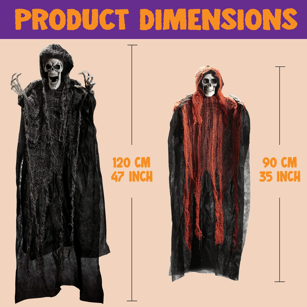 Witchwood™ 3 Pack Halloween Hanging Ghosts,Scary Skeleton Ghosts Grim Reapers Decorations for Halloween Indoor Outdoor Yard Home Decorations