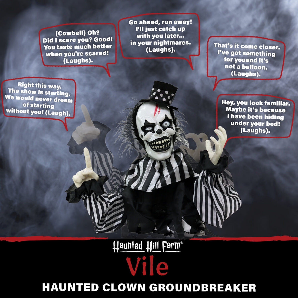 Witchwood™ 1.8 ft Groundbreaker Clown-Vile, Halloween Decoration, Multi-Color, HHFJCLOWN-2LSA