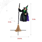 Witchwood™ 6 ft Touch-Activated Mounted Flying Witch Halloween Animatronic, HHWITCH-52FLS