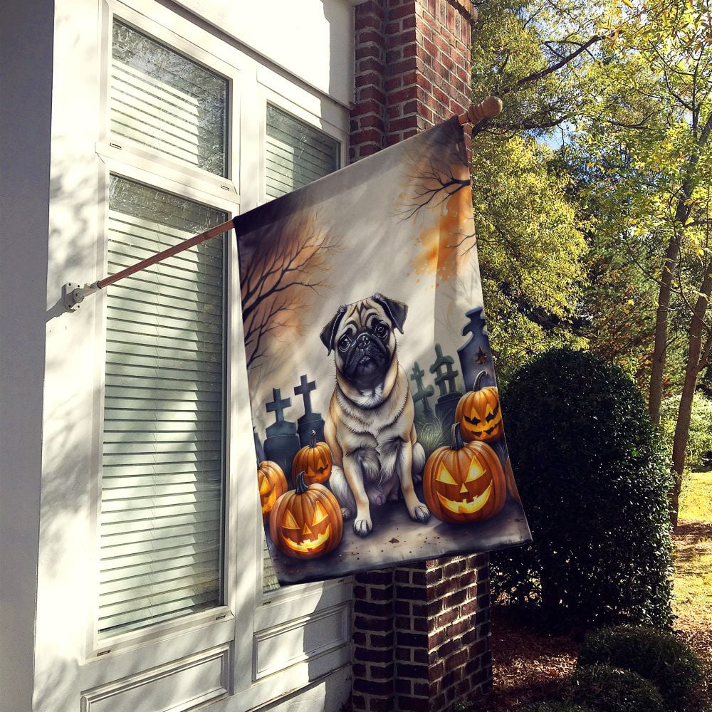 Witchwood™ Halloween Pug Dog House Flag 28x40IN Double-Sided Polyester Decorative Sleeve Pole Flag for Outdoor Home Garden Patio