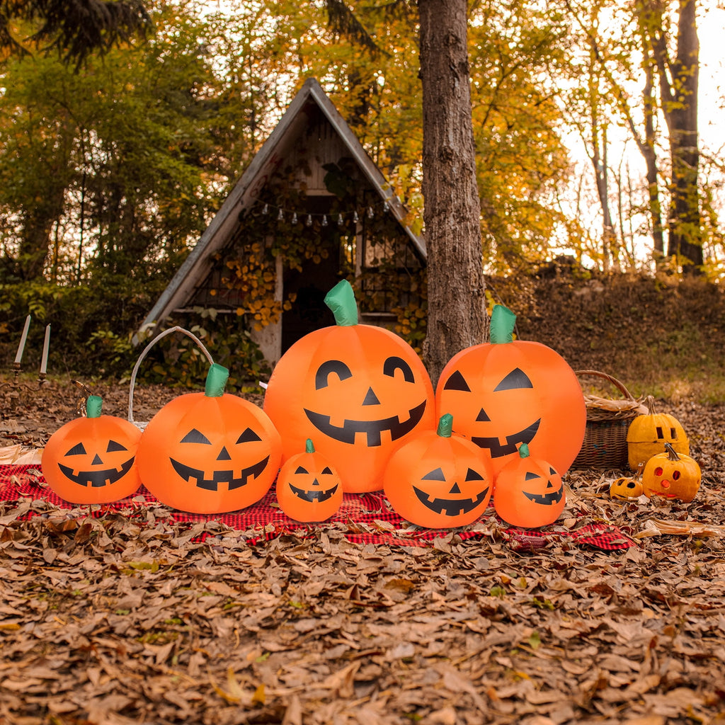 Witchwood™ 7.4' Halloween Inflatables Outdoor Halloween Decoration with LED Lights 7pcs Blow up Pumpkins