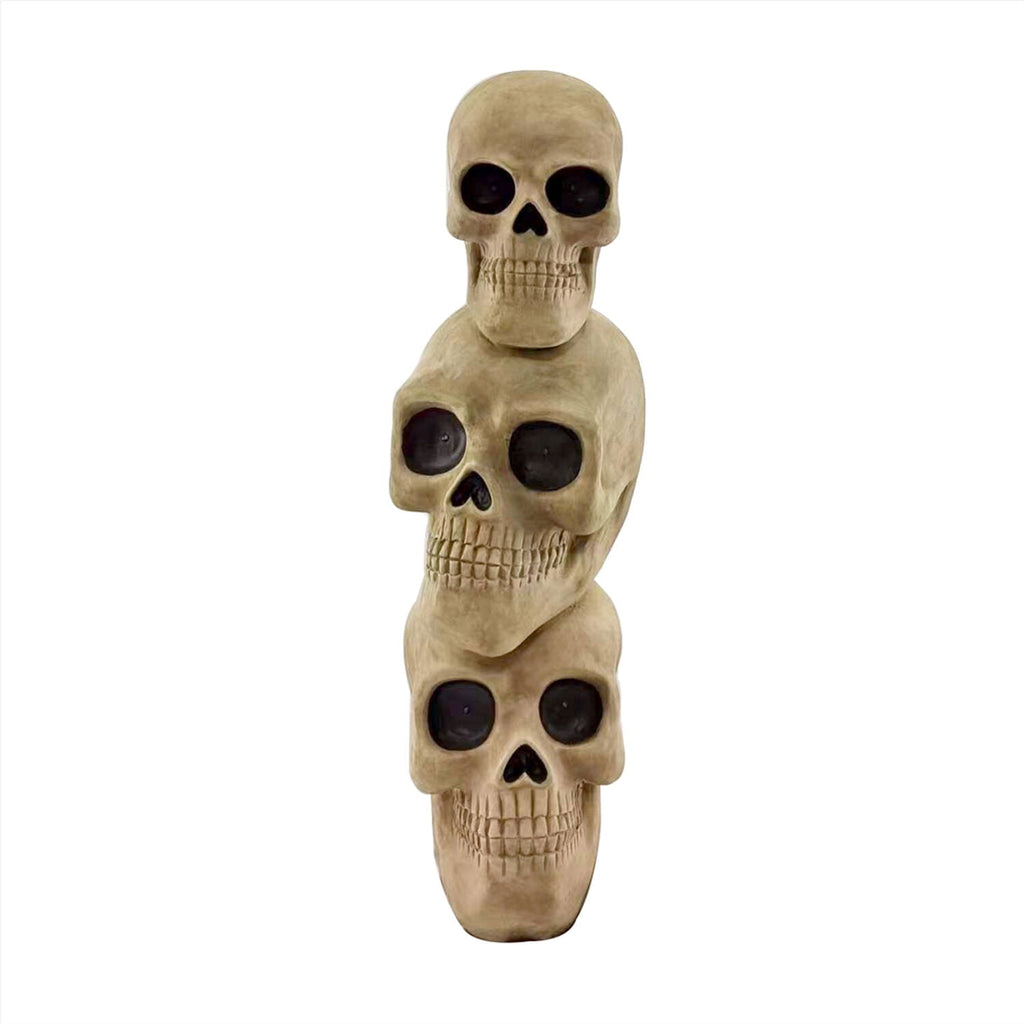 Witchwood™ 37" Skull Stack Statue with LED Eyes, Halloween Decor, HHMG036-1SKL-NAT