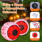 Witchwood™ Costway 2 Pack 3 FT Halloween Inflatable Eyeballs w/ Air Blower & Red LED Lights