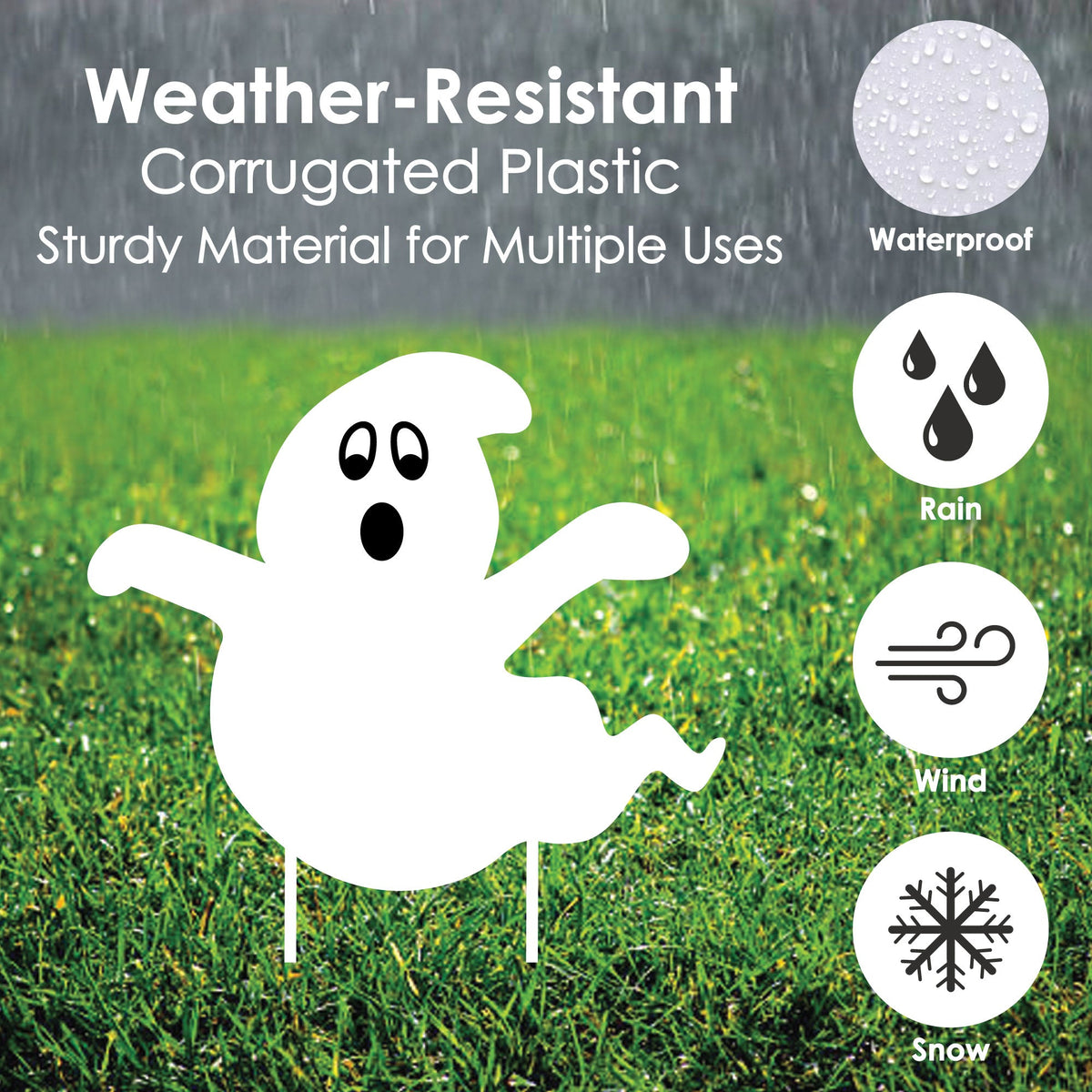Witchwood™ Big Dot of Happiness Spooky Ghost - Ghost Shape Lawn Decoration Signs - Outdoor Halloween Yard Decorations - 10 Piece