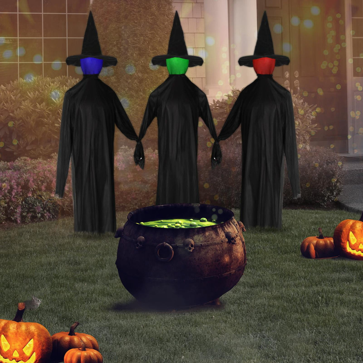 Witchwood™ Zimtwon 5.2ft Halloween Decorations Halloween Witches Halloween Props Sorcerers Animated Wicked Sound LED Lighted Glowing Head