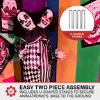 Witchwood™ Lifesize 5.5 ft Animatronic Two-Headed Clown with Lights and Sound, Indoor/Outdoor Halloween Decoration, HHCLOWN-37FLSA