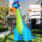 Witchwood™ COMIN Halloween Inflatables 10 FT Tall Dinosaurs Eating Pumpkin Blow Up Yard Decoration with Built-in LED for Yard Garden Party Lawn