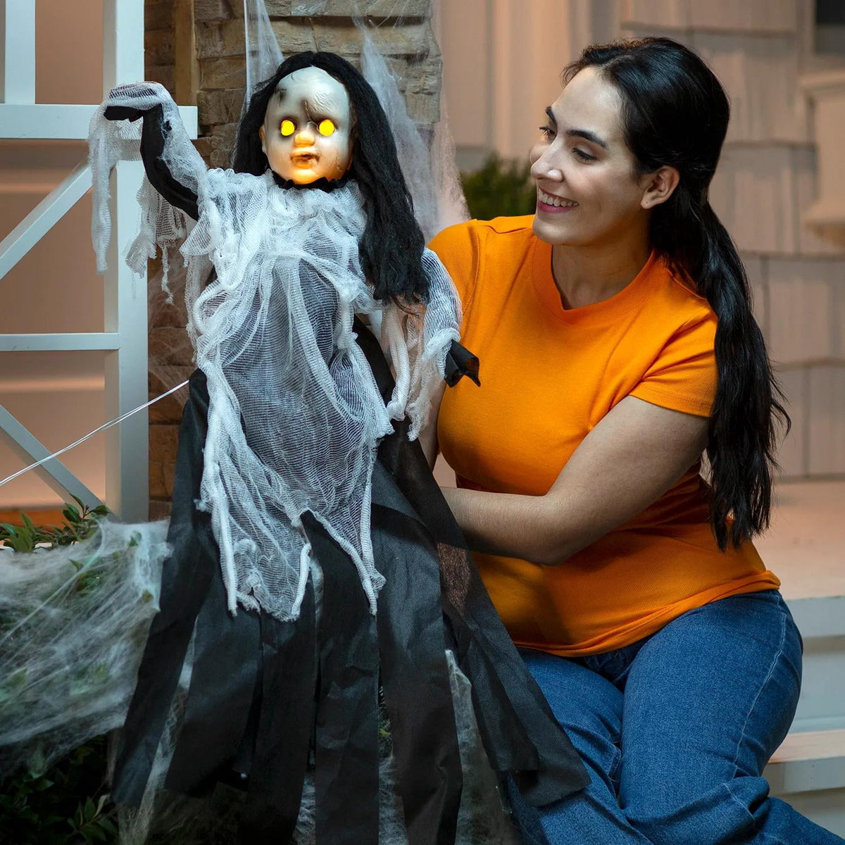 Witchwood™ Light-Up Spooky Doll Yard Stake Halloween Decorations, Halloween, Home Decor, Yard Art, 3 Pieces
