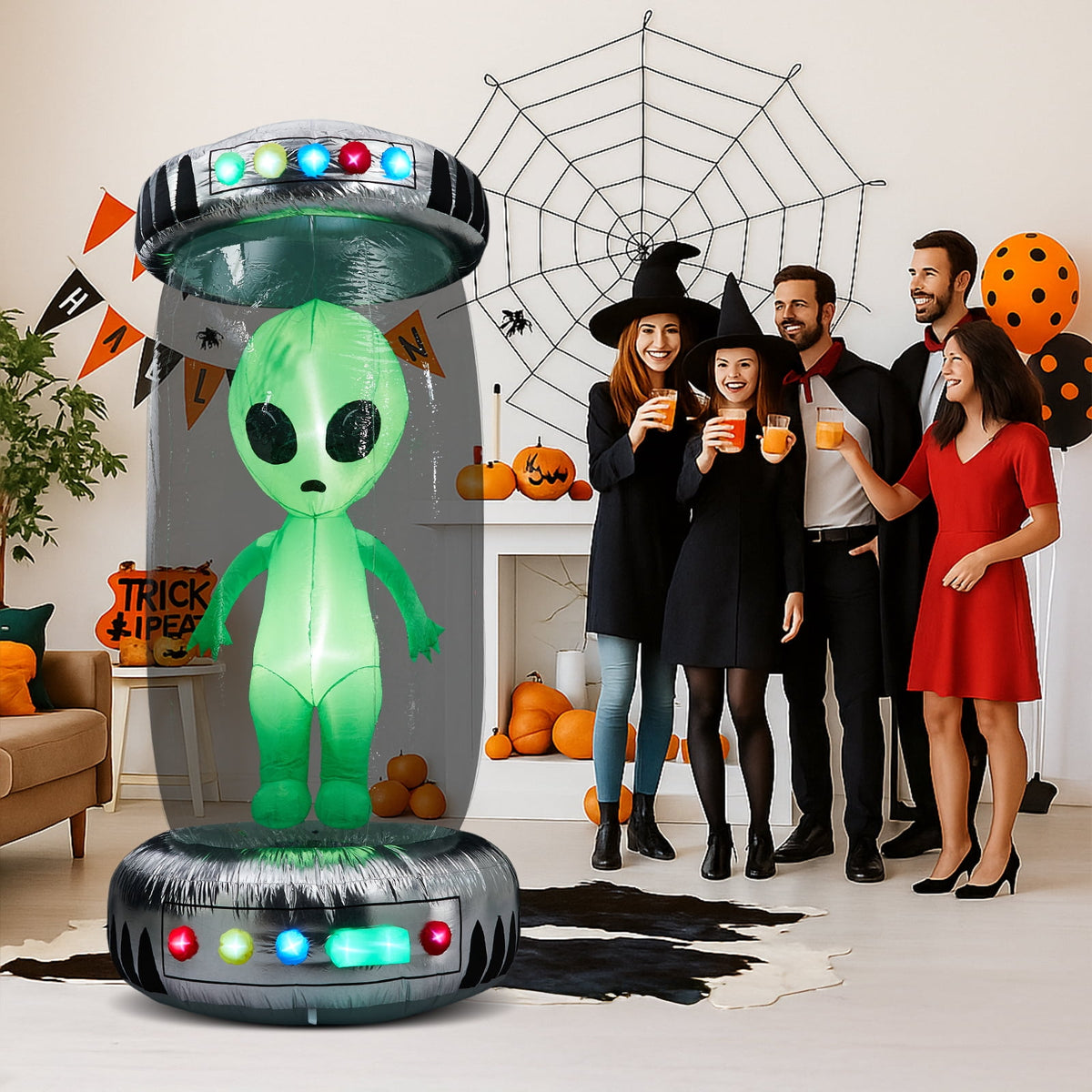 Witchwood™ 8 FT Halloween Inflatables UFO Alien Decoration Outdoor Halloween Decoration