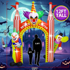 Witchwood™ 12FT Giant Clown Inflatable Archway with Built-in Lights ? Scary Outdoor Yard Decorations for Garden, Lawn, and Indoor Halloween Decor