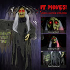 Witchwood™ 6FT Halloween Animatronic Witch Standing Outdoor Halloween Decoration w/ Red Eyes,Scary Sounds