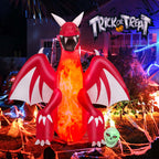Witchwood™ Costway 8 FT Halloween Inflatable Red Dragon with Wings & Skull Holiday Decoration Light