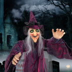 Witchwood™ Halloween Witch Hanging Animated Screaming Witch w/ Pre-Recorded Sound, LED Eyes for Yard Outdoor Home Garden