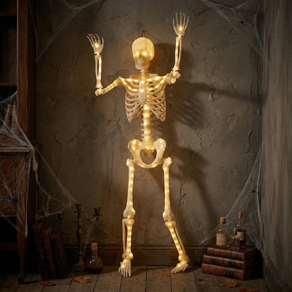 Witchwood™ 5-foot Poseable LED Illuminated Skeleton, Halloween Decoration