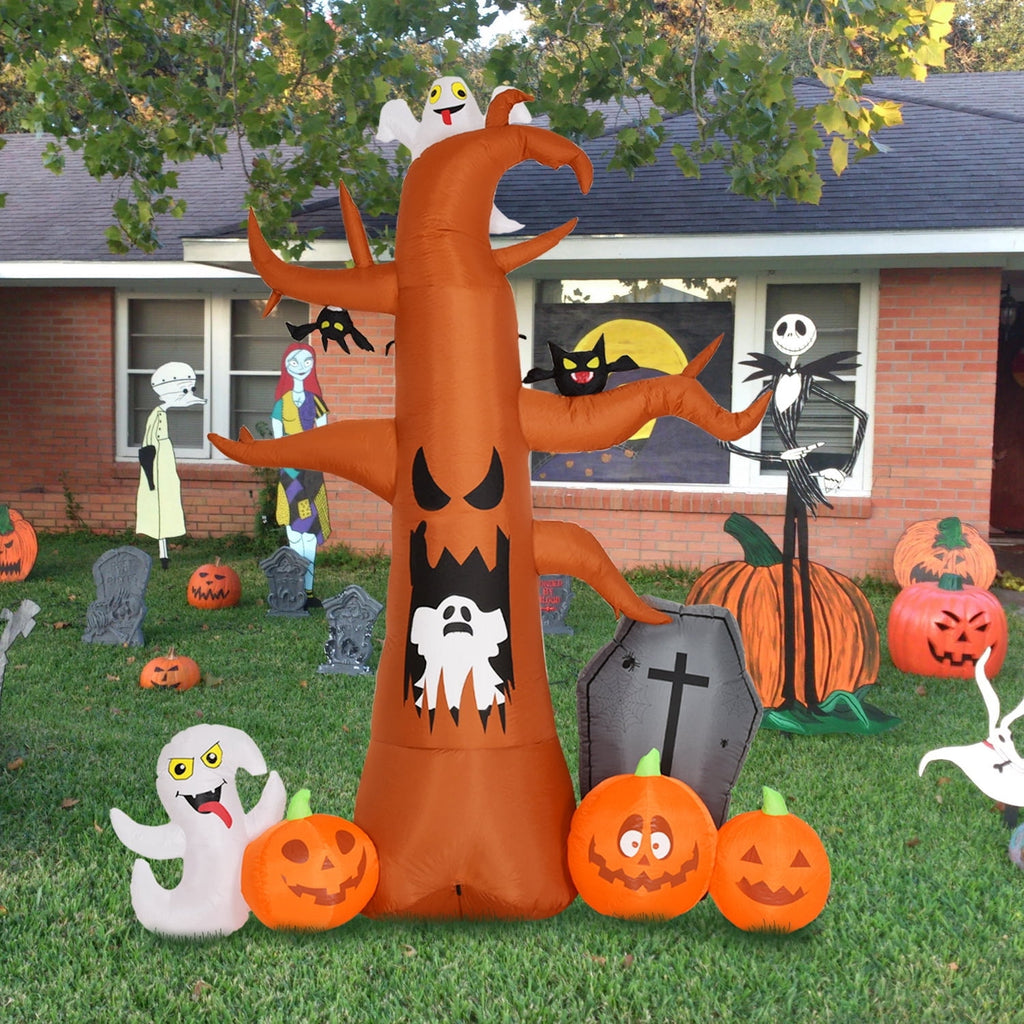Witchwood™ Coolmade 8 ft Halloween Inflatable Outdoor Dead Tree with Ghosts Pumpkins Tombstone Bat, Halloween Blow Up Yard Decorations Clearance with Build-in LED Lights for Holiday Party Lawn Yard Garden