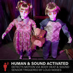 Witchwood™ Apocalypse Twins Halloween Animatronics with Red Eyes & Head Sync, 3-Ft