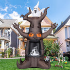 Witchwood™ Halloween Inflatables 9 FT Animated Halloween Tree Inflatables with Built-in LED lights, Scary Spooky Tree Inflatable with White Ghost, Outdoor Halloween Decorations for Halloween Holiday Party