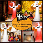 Witchwood™ Costway 8 FT Halloween Inflatable White Ghost with Rotatable Flame LED Lights