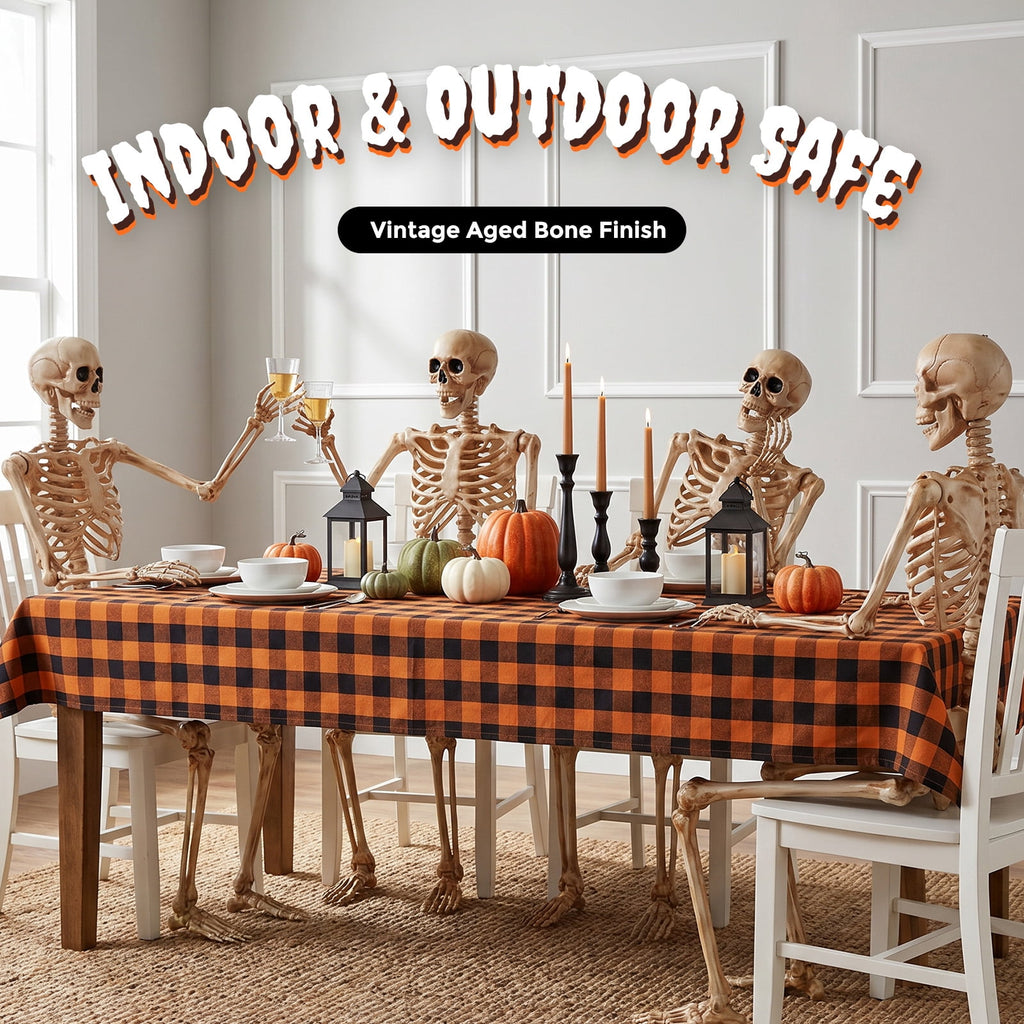 Witchwood™ 5.4ft Halloween Skeleton Decorations, Weathered Posable Skeleton Decor for Halloween Decorations Outdoor Indoor