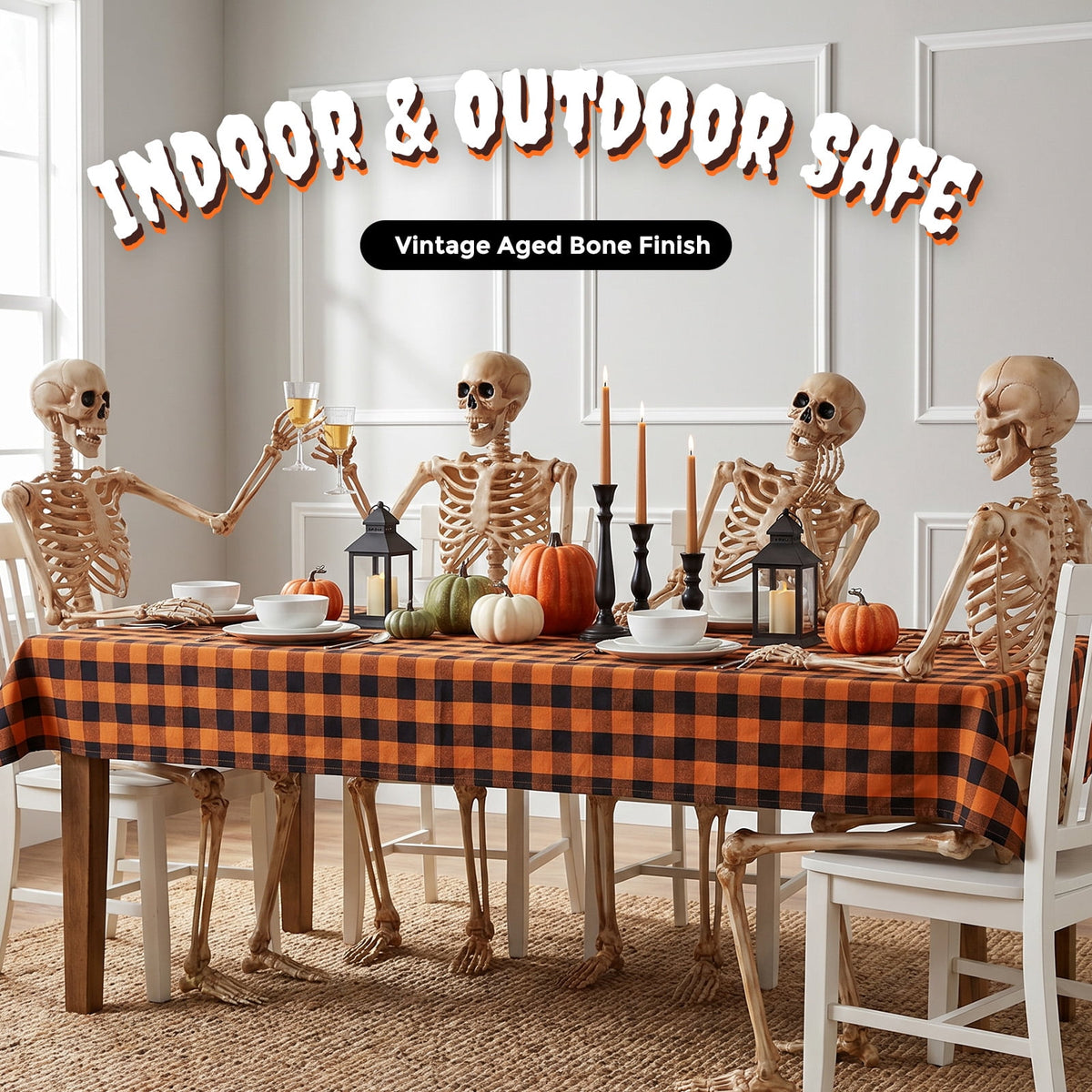 Witchwood™ 5.4ft Halloween Skeleton Decorations, Weathered Posable Skeleton Decor for Halloween Decorations Outdoor Indoor