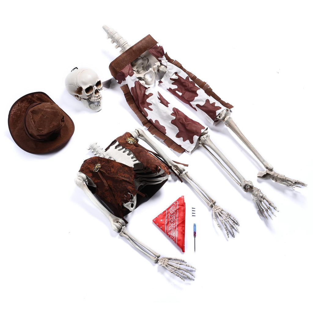 Witchwood™ Yescom Halloween 5.6Ft Life Size Skeleton Cowboy Detailed Costume Outdoor Indoor Haunted House Props Decor 2026