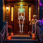 Witchwood™ Costway 5.5 FT Poseable Halloween Skeleton Life-Size Decoration with Built-in Lights Green