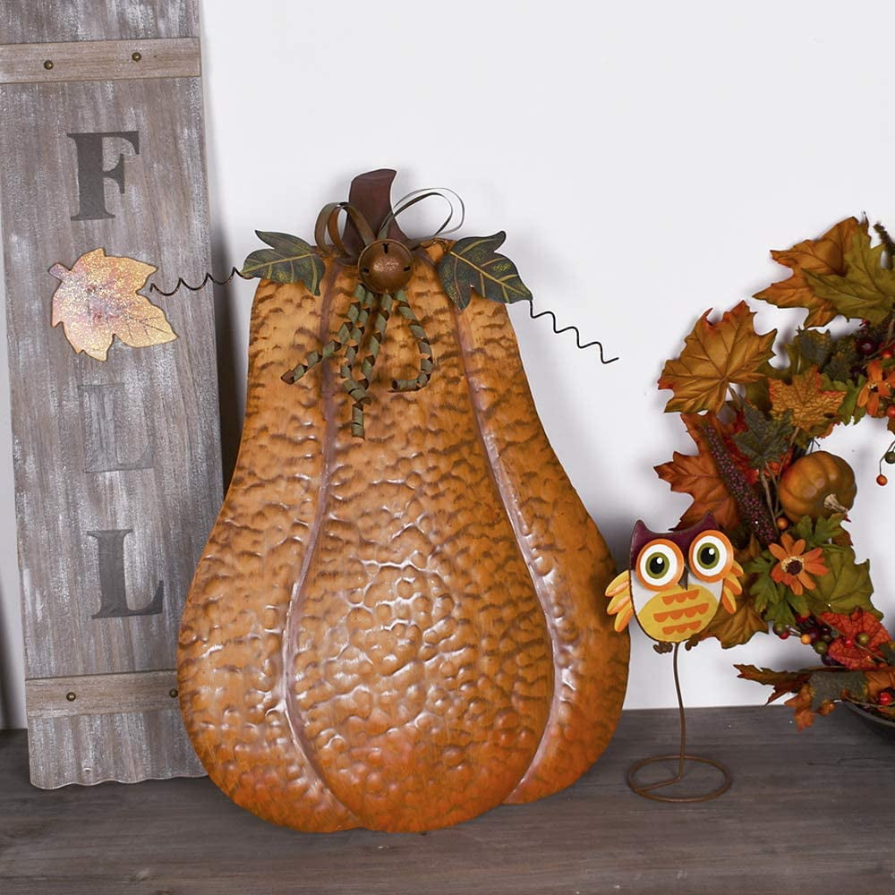 Witchwood™ Metal Pumpkin Harvest Fall Decor Thanksgiving Halloween Outdoor Yard Garden Decor Free Standing Pumpkin Decorations for Home (H-24.5")