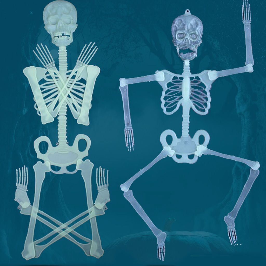 Witchwood™ Deago 4 Pack Halloween Hanging Luminous Skeleton Decorations 5 Ft Full Body Glow-in-The-Dark Poseable Skeleton for Outdoor Yard Garden Hanging Halloween Props