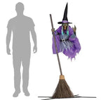 Witchwood™ EWSFHUI Flying Witch Halloween Decor on Broom,5.9Ft Large Flying Hover Witch Sound & Touch Activated Sensor Suitable for Yard Halloween Outdoor Decoration