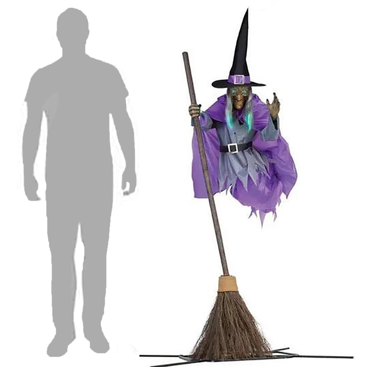 Witchwood™ EWSFHUI Flying Witch Halloween Decor on Broom,5.9Ft Large Flying Hover Witch Sound & Touch Activated Sensor Suitable for Yard Halloween Outdoor Decoration