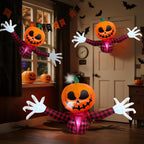 Witchwood™ 5 FT Halloween Inflatable Pumpkin Ghost ? Outdoor LED Blow-Up Decoration with Giant Arms, Light-Up Eyes, Waterproof Yard Decor for Lawn and Garden