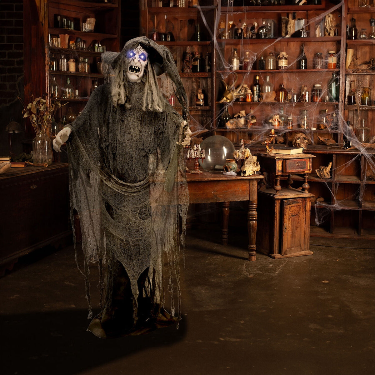 Witchwood™ 5.75 ft Animatronic Witch Indoor/Covered Outdoor Halloween Decoration, HHWITCH-20FLSA