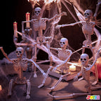 Witchwood™ 5 PCS Posable Halloween Skeleton Decor 16 Inches, Full Body Posable Joints Hanging Skeletons for Halloween Decorations, Graveyard Props, Haunted House Accessories, Spooky Scene Party Favors