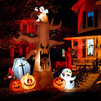 Witchwood™ Coolmade 8 ft Halloween Inflatable Outdoor Dead Tree with Ghosts Pumpkins Tombstone Bat, Halloween Blow Up Yard Decorations Clearance with Build-in LED Lights for Holiday Party Lawn Yard Garden