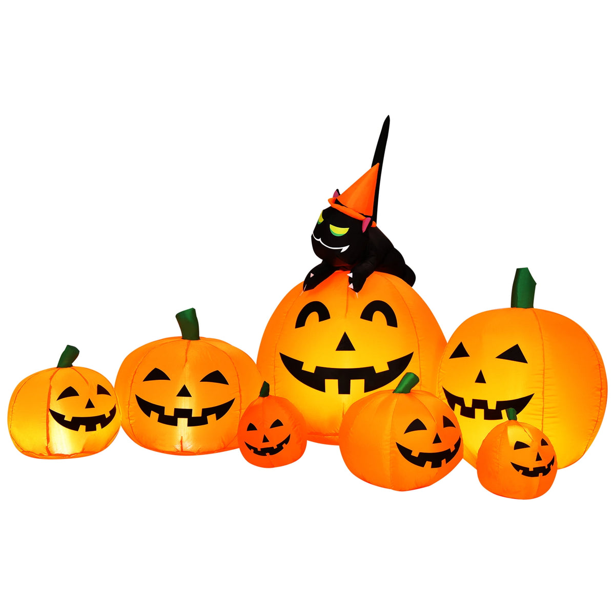 Witchwood™ Gymax Inflatable Pumpkin Combo Halloween Decoration 7.5ft Length w/ LED Lights