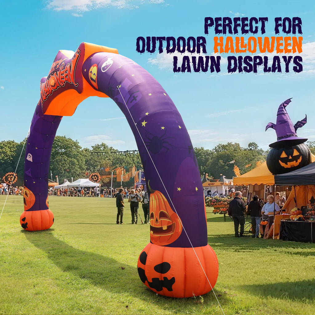 Witchwood™ Wellcomer 27ft Halloween Giant Inflatable Pumpkin Arch with Built-in Blower - Halloween Outdoor Decor