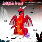 Witchwood™ Costway 8 FT Halloween Inflatable Red Dragon with Wings & Skull Holiday Decoration Light