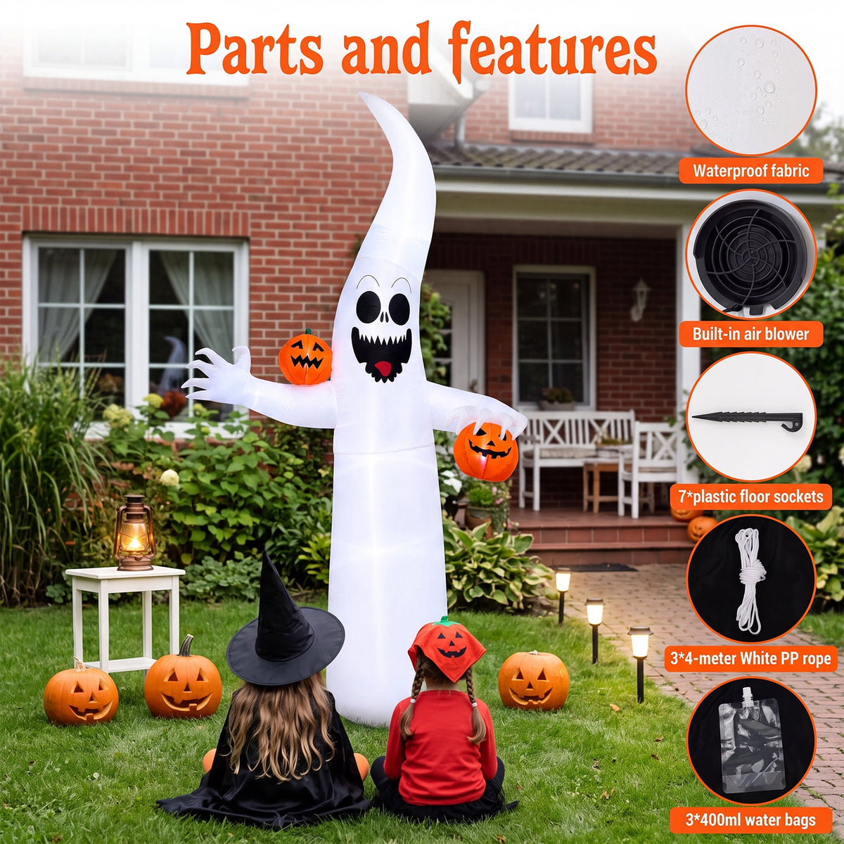 Witchwood™ VETPW Halloween Inflatable, 10 FT Giant Ghost Pumpkin Arch Inflatable Decoration with LED Light for Outdoor, Holiday, Party, Yard, Garden Patio Lawn Outside Decor
