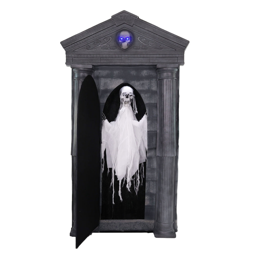 Witchwood™ 6.7 ft. Motion-Triggered Mausoleum Halloween Animatronic by Tekky, HHMAUSOLEUM-1FLSA