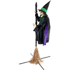 Witchwood™ 6 ft Touch-Activated Mounted Flying Witch Halloween Animatronic, HHWITCH-52FLS