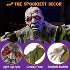 Witchwood™ Halloween Groundbreaker Animated Halloween Decorations Zombie with Crawling Creepy Animatronic Decorations with Movable Arms,Outdoor Scary Halloween Yard Decorations