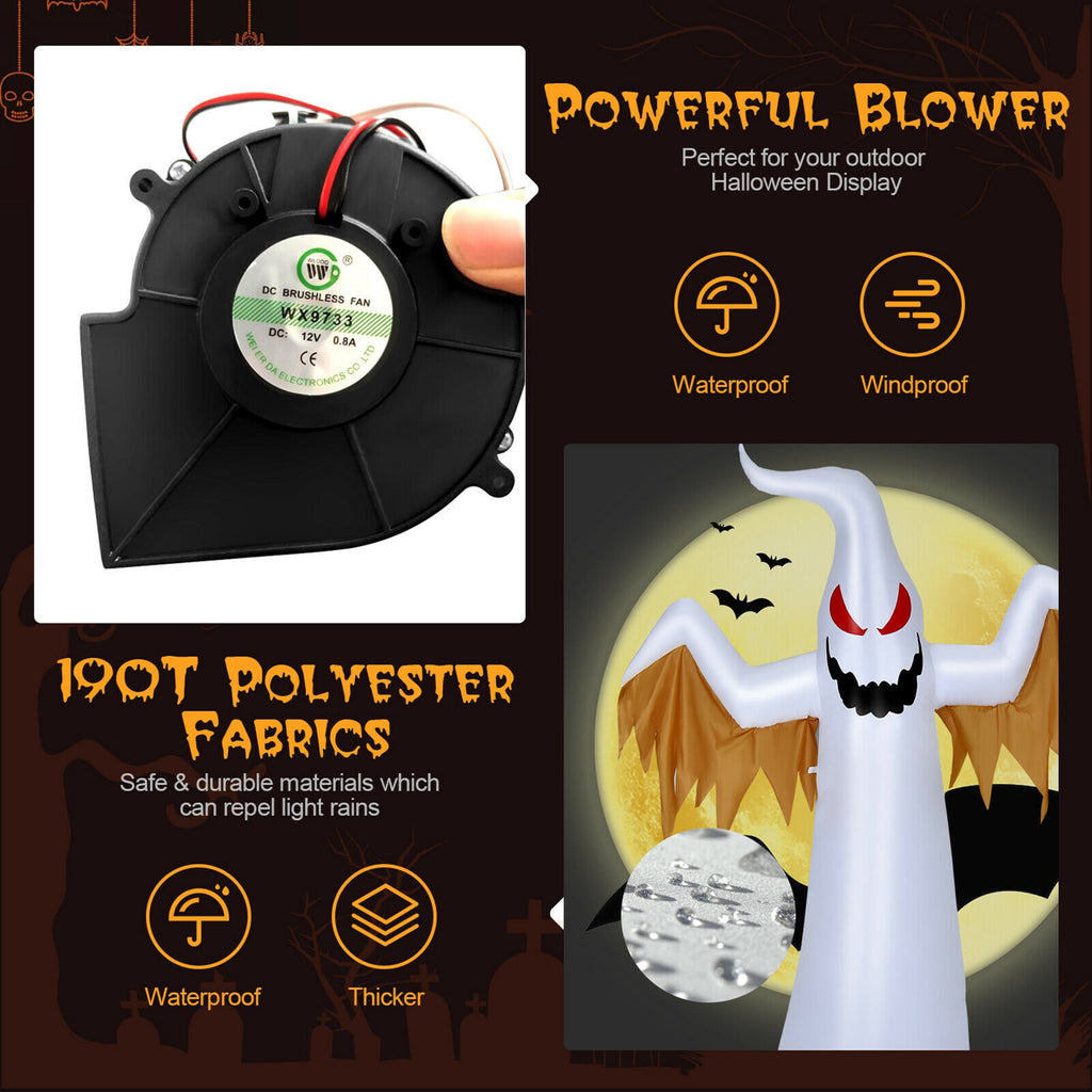 Witchwood™ Gymax 8ft Inflatable Halloween Ghost Blow Up Decoration w/ Built-in Flame Light