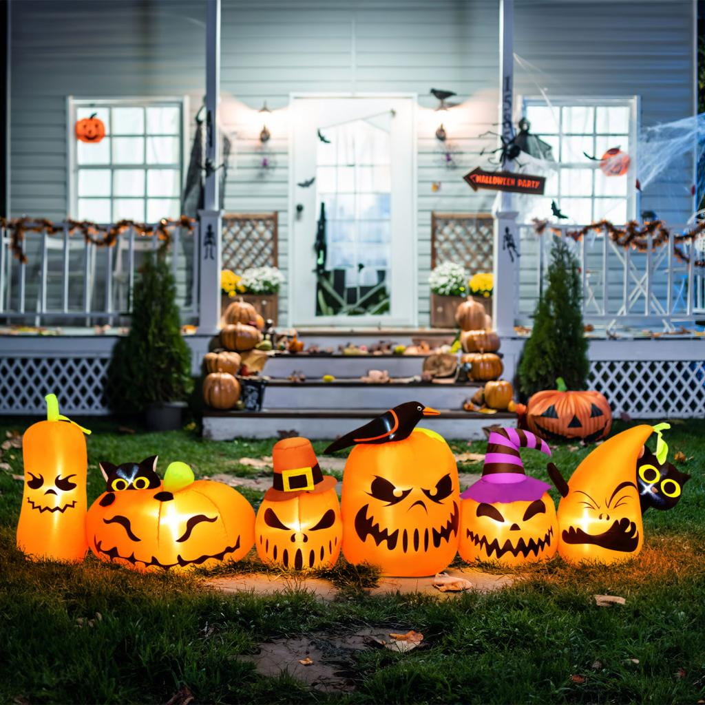 Witchwood™ 7 Ft Halloween Inflatables Pumpkin Outdoor Decoration Build-in LED Lights Blow Up for Outdoor, Yard, Indoor, Grden, Lawn Decoration, Orange