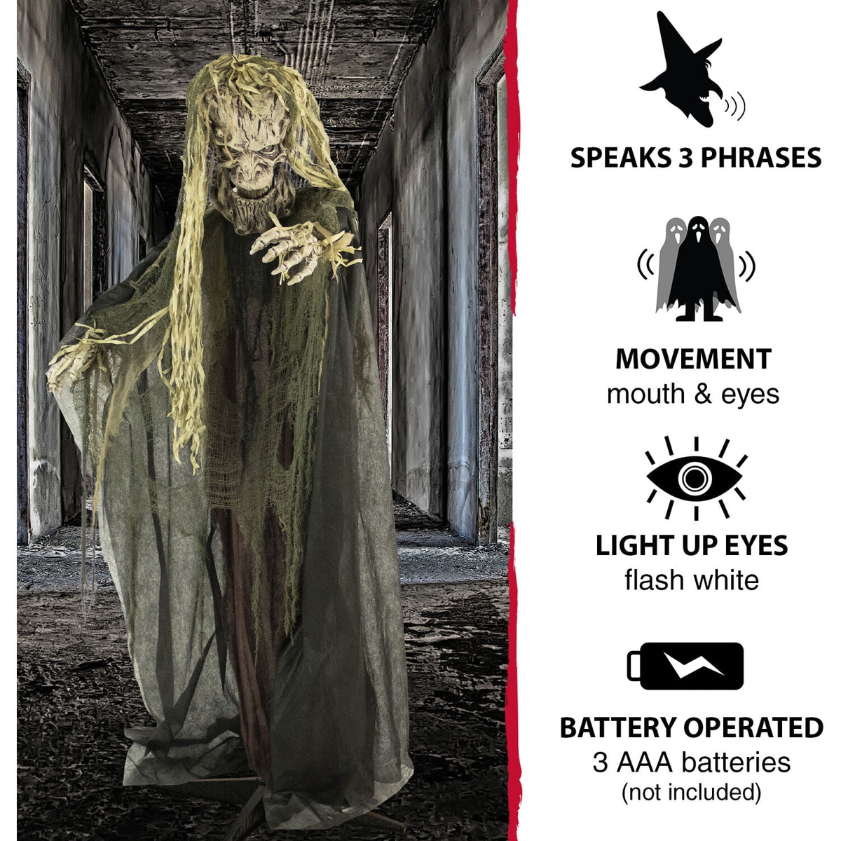 Witchwood™ Life-Size Animatronic Tree Man, 75" Indoor/Outdoor Halloween Decoration, MultiColor