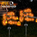 Witchwood™ 2 packs 40 LEDs Solar Halloween Pumpkin Stake Lights, 2 Modes Outdoor Waterproof Halloween Decorations, Solar Halloween Lights Stakes for Garden Yard Pathway