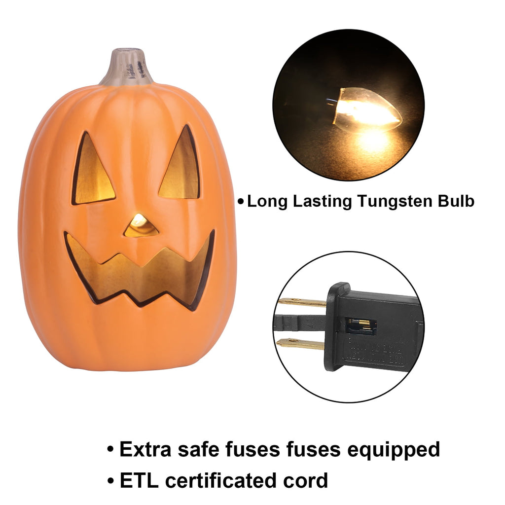 Witchwood™ 16in Pre-lit Halloween Pumpkin Jack O' Lantern with Bulbs for Porch, Front Door, Fireplace, Outdoor Decor